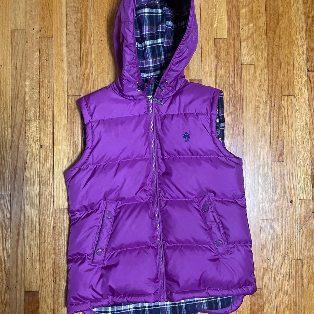 Brooks Brothers Purple Hooded Puffer Vest